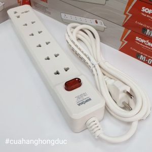 Ổ cắm điện 6 lỗ 2200W lõi sứ có dây và công tắc 6M2 SOPOKA