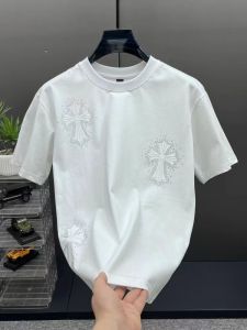 High-End Cotton Mens T-Shirt Short Sleeve round Neck Printed with Meteor Shower Design Breathable Comfortable Summer Wear