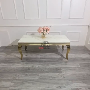 SHUMO Meja Tamu Marmer Stainless Steel Gold Series