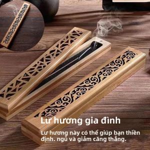 Lư Hương Tre Tự Nhiên Có Đĩa Đẻ Hộp Gỗ Thơm Để Bảo Quản Hương Và Đốt Thiết Kế Đường Rỗng