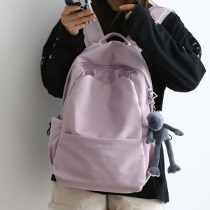 NR Purple Mori Style Pure Color Large Capacity Backpack Female Computer Bag Schoolbag Female Junior High School Student Backpack Female College Student