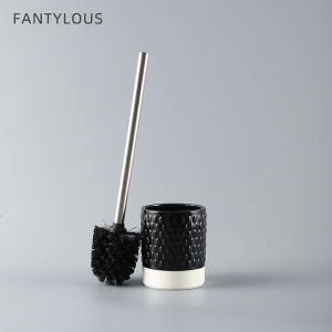 Durable Ceramic Toilet Brush with Extended Handle No Dead Angles for Home Use High Aesthetic Value Stainless Steel Handle