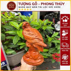 Tượng Chim công biểu tượng giàu sang quyền quý may mắn tình yêu chung thủy gỗ hương kích thước Cao 30-12-18cm