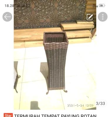 Tempat Payung Rotan Sintetis Rangka Besi Coklat