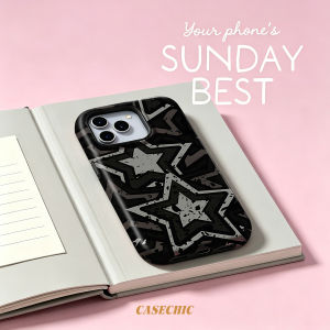 Potdemiel | Grunge Stars For 2 in 1 Flower Case For iPhone 17 16 15 14 13 Pro Max Luxury Shockproof Phone Cover
