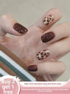 MONLEYTA | Handmade Nail Art Stickers Autumn Winter Collection Short To Medium Length False Nails Tips Artificial Nails Design