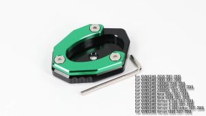 Areyourshop Bantalan Ekstensi Pelat Dudukan Samping Kickstand untuk KAWASAKI Ninja 1000 650R Versys-X 250 300 Versys 1000 Z650 Z900 Z1000SX 2017 2018 2019 Hijau