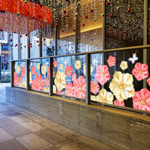 New Year Wealthy Pattern Window Display Base Line Environment Decoration Super Large 3D Static Pink Peach Blossom Waist Line