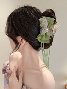 Womens Hanfu Hair Accessories Butterfly Knot Hair Clip Shark Jaw Clip Flowing Sash Hairpin Stylish Korean Style Hair Accessories