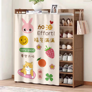 No-Door Shoe Cabinet Dustproof Magic Tape Cloth Curtain Dining Sideboard Small Cabinet Shoe Rack Miscellaneous Concealment Curtain