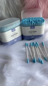 Hộp 200 cây bông tăm 2 đầu xanh dương TĂM BÔNG DÙNG 1 LẦN ngoái tai trang điểm tẩy trang vệ sinh