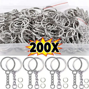 พวงกุญแจโลหะชุบเงิน50/100/200ชิ้นพวงกุญแจห่วงแยกแหวนพวงกุญแจ Keyfob DIY ค้นพบการทำพวงกุญแจอุปกรณ์เสริม