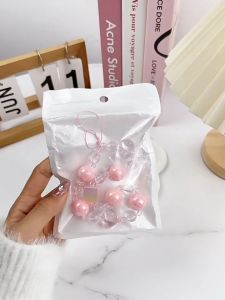 Fresh Ins Style Transparent Heart Square Mobile Phone Chain Beaded Lanyard