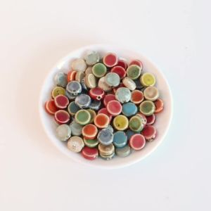 10pcs/lot 15mm Ceramic Glazed Beads Colorful Flat Round Loose Porcelain Beads For DIY Crafts Bracelet Necklace Jewelry Supplies