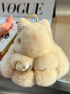 น่ารัก พวงกุญแจกระต่ายผีเสื้อจริง Otter กระต่ายขนสัตว์ Plush Ear Drop กระเป๋า Charm ผู้ถือกุญแจรถของเล่นตุ๊กตาแขวนเครื่องประดับ