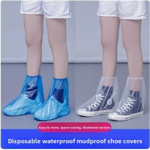 Waterproof Disposable Shoe Covers Mens Womens Thickened Plastic Anti-slip High Position Rain Day Use Shoe Covers Boot Covers