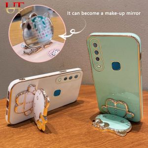 Mobile phone holder cartoon Holle Kitty makeup mirror mobile phone holder Finger expansion holder cartoon mobile phone lazy stand