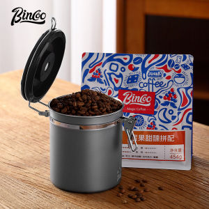BINCOO Stainless Steel Airtight Coffee Bean Container Storage Tank 1.5L Coffee Jar Canister Set For Coffee Beans Tea Nut Vacuum