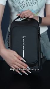 Men Anti-theft Lock Sling Bag Fashion Chest Pack Waterproof USB Crossbody Bag