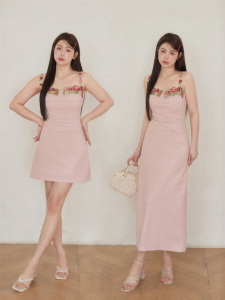 Đầm Dây Nẹp eo Thêu Slimming Plus Size
