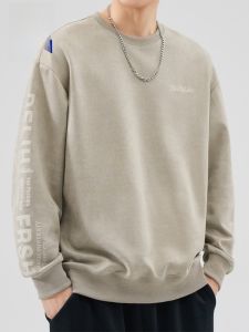 ROMON | Loose Fit Round Neck Long Sleeve Sweatshirt Casual Comfortable Mens T-Shirt Fashionable Urban Style Basic Layering Top