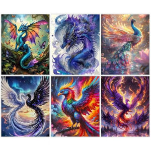 Oil Painting By Numbers Animals Dragon Phoenix Picture Paint Coloring By Numbers HandPainted Artwork Home Decoration