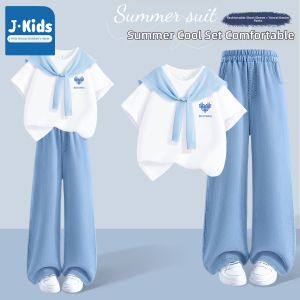JKIDS | Cotton Summer Set for School Style Ice Silk Jeans T