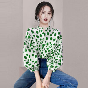 Youthful Polka Dot Puff Sleeve Shirt