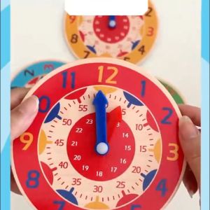 LAKOE Mainan Edukasi Anak Puzzle Jam Kayu Belajar Mengenal Jam Dan Waktu Wooden Clock Toys
