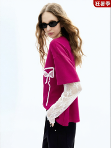 Juicy Couture | Red Lace Overlay Two-in-One Women T-shirt