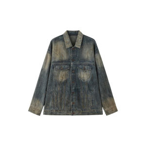OUMULONG | Áo Khoác Jeans Ngắn Cho Nam Phong Cách Đường Phố Mỹ Vintage Đã Giặt