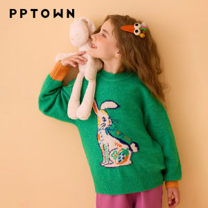 PPTOWN | Warm Wool Knitwear for Girls Drop Shoulder