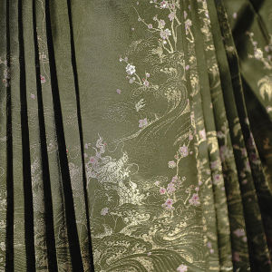 Chinese Traditional Style Gold Weave Fabric Collection Periodical Half Skirt Hanfu Marmaid Skirt Sea Peaceful River Clear