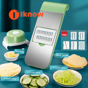I know Vegetable Slicer Cutter Grater Chopper Food Slicer Dicer Hand Guard Set Kitchen Manual Slicer Kitchen Tool Accessories Stainless Steel Rust-Free Blades with 5 Removable Blades and Storage Box