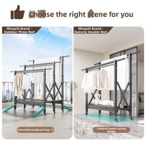 MINGZHI | Foldable Retractable Freestanding Clothes Drying Rack