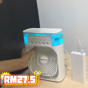 Mist Fan kipas aircon Air Cooler USB Portable AirConditioner Mist Cooling Energy Saving Remote Control 3 Speed 7 Color LED Large Large Water Tank