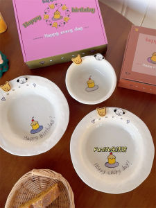 Bộ Đồ Ăn Bằng Gốm Sứ FunLife Life Store Quà Tặng Sinh Nhật Đĩa Sâu 8 Inch Đồ Ăn Tròn Phổ Thông Sản Xuất Thủ Công Trung Quốc