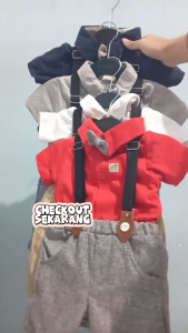 Setelan baju jumper anak laki laki BR4NDED motif JUMPER SUSPENDER BABY usia baby 0-9BLN