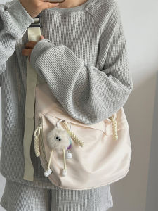 กระเป๋าสะพายข้างผ้าใบสไตล์เกาหลีสำหรับนักเรียนและนักศึกษา กระเป๋าสะพายข้างแบบสะพายข้างสำหรับผู้หญิง กระเป๋าใส่หนังสือแบบลำลอง