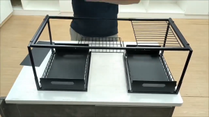 With a pull -up storage drawer frame kitchen organizer can retain the storage rack under the kitchen sink to save space