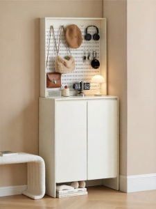 WEISHA | Home Entry Shoe Cabinet White Cream Style Hole Board