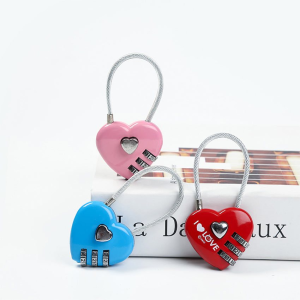 3-Digit Code Padlock Resettable Combination Padlock Heart Lock Couples Valentines Day Gift