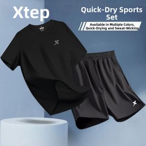 XTEP | Cool and Quick-drying Work Suit with Turn-down Collar Straight-cut Trousers