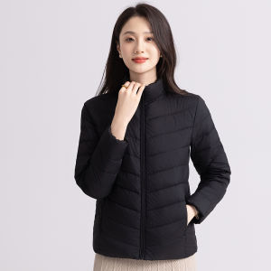Lightweight Padded Jacket Womens Short Style Autumn Winter New Arrival Quilted Nylon Fabric Hooded Duck down Coat Warm Thin Model