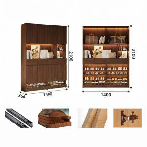 Retro Style Solid Wood Shoe Cabinet Bench High Capacity