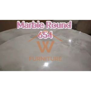 (Free Installation)Wfurniture Round Full Marble Dining Table Meja Batu Meja makan Ceramic 大理石餐桌