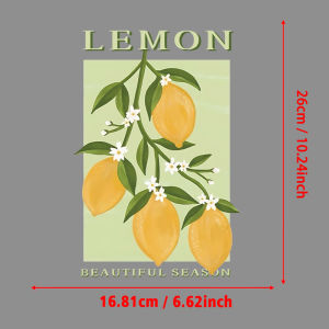 Lemon Beautiful Season Floral Pattern Heat Transfer For clothes DIY Washable T-shirts Iron-on Thermal Stickers Patches Appliqued