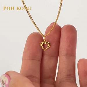 POH KONG 916/22K Gold Carved Heart Pendant