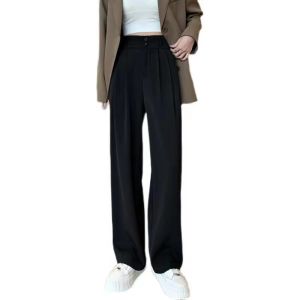 Fashionable Casual Chic Spring Autumn Set Top Wide Leg Pants Slimming Top Quality Polyester Long Sleeve round Neck Two Piece Set
