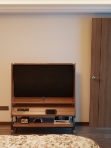 DONGMU | Mobile Home Use Compact Wheeled Freestanding Retro Style TV Cabinet